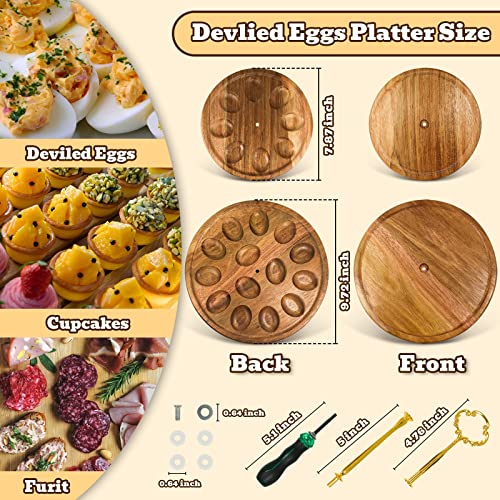 Honitra Double Wooden Deviled Egg Platter, 22 Holes Deviled Egg Plate, Reversible Deviled Egg Tray, Front As Easter & Thanksgiving Deviled Egg Container, Back As Cupcakes Stand & Serving Tray #TOP5