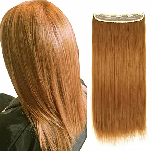 iLUU 24" Straight Full Head Clip In Hair Extension Synthetic Hair Extensions 120g Japan Heat Resistant Fiber 27S# Fashion Strwberry Blonde Color Women Hair Pieces Extensions for Women