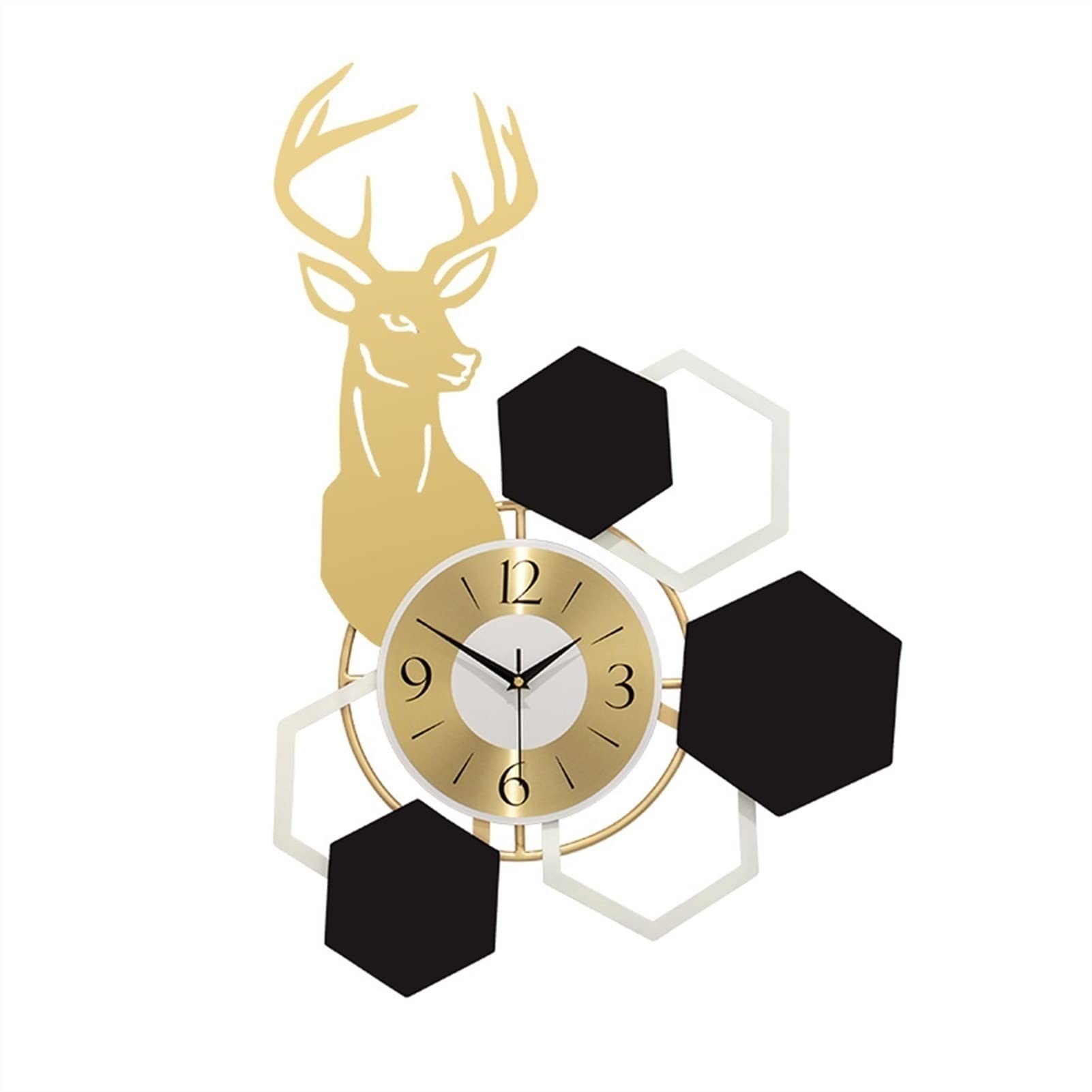 MYUYEE Wall Clocks Modern Handmade Deer Head ation Bedroom Living Room Corridor Silent Floating Clock Home Non-Ticking Metal Clocks Wall Clocks for Living Room
