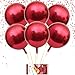 Hangable 4 Count 16" Red 4D Large Round Sphere Aluminum Foil Balloon Mirror Metallic Xmas Red Balloon Birthday Party Wedding Bachelorette Marriage Decor Supplies Eanjia (Red, 16")