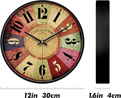 Image of Wall Clock 12 inch Silent Quartz Decorative Wall Clock Non-Ticking Classic Digital Clock Battery Operated Round Easy to Read Handheld Complete Home /Kitchen /Bedroom (432)