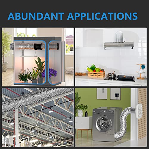 6 Inch Ducting, Hon&Guan Non-Insulated 8Ft Flex Duct, Aluminum Dryer Vent Hose For Hvac Ventilation With 2 Clamps Sliver #TOP4