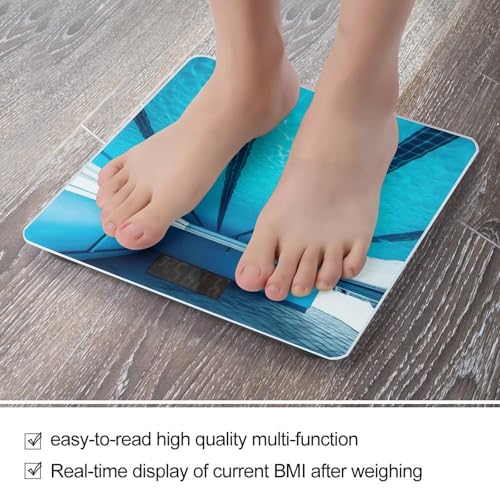 Báscula digital para baño con plataforma azul y vidrio templado miniatura 5