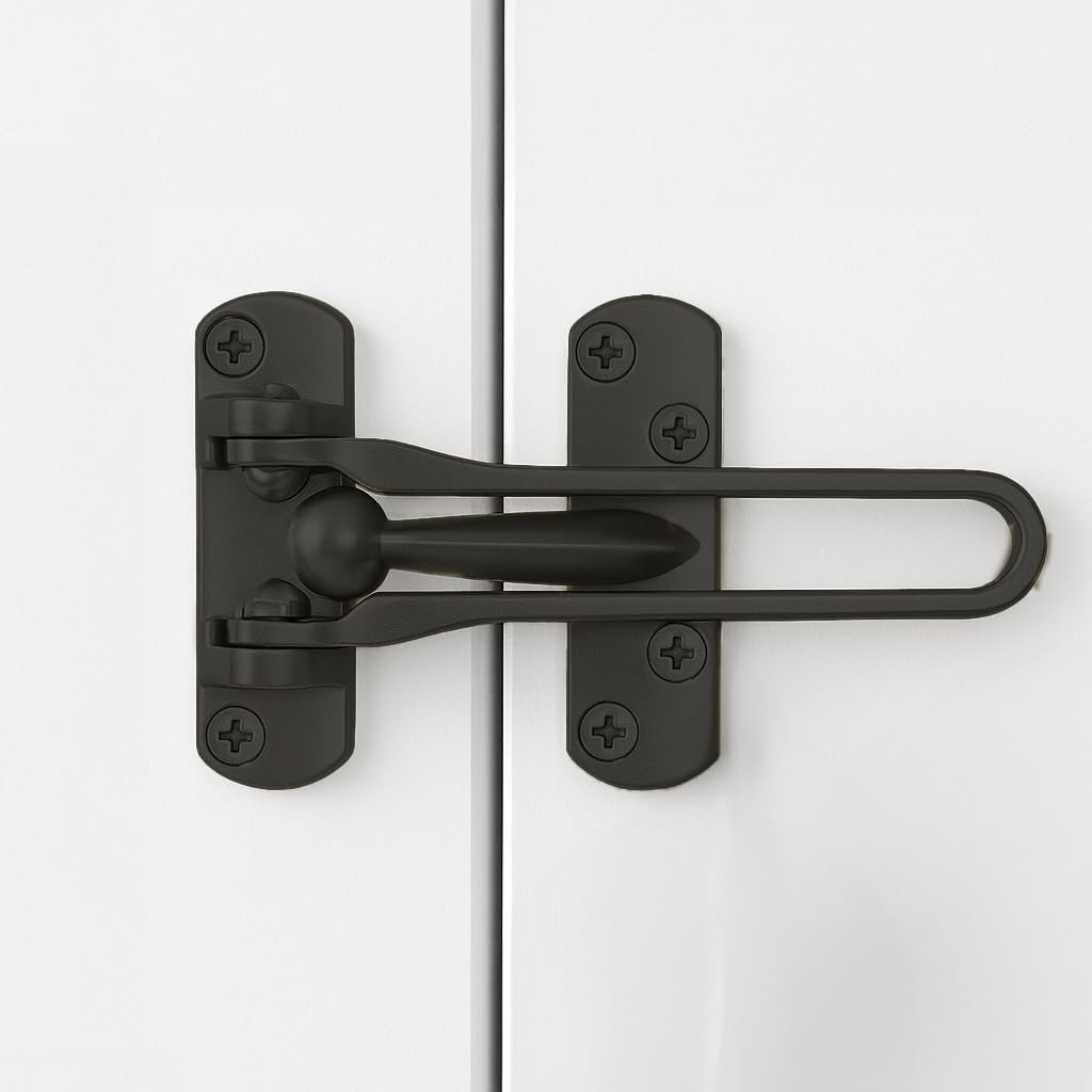 Mega Handles Safety Door Lock 2026 Version, Heavy-Duty Zinc Alloy 4.2" Door Lock, Swing Bar Door Guard, Safety Childproof Reinforcement Door Stopper for Kids (Matte Black)