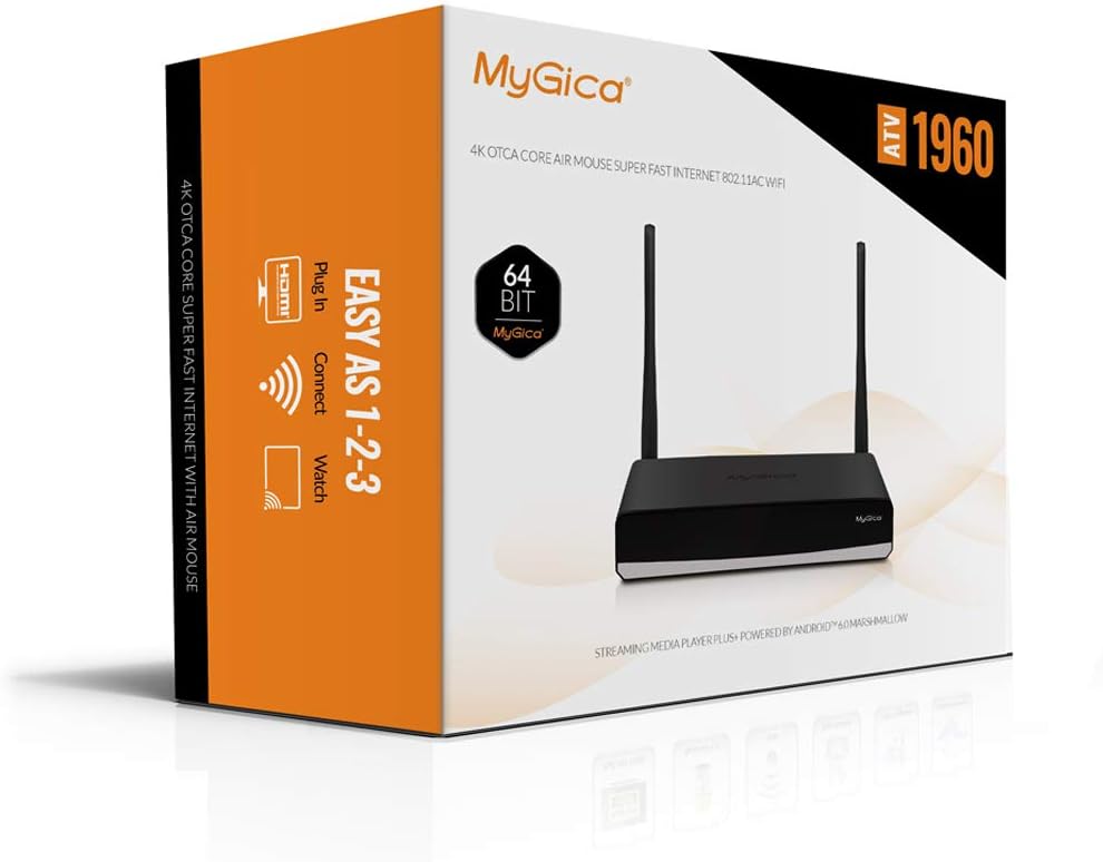 MyGica ATV1960 Amlogic S912 Octa Core Android 7.1 TV Box Streaming Media Player with Voice Remote - 3GB/16GB/4K/HDR/1000M LAN