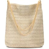 Tavaleu Straw Beach Bags for Women, Tote Handbag Shoulder Bag for Women, Beach Straw Purse Buckets Summer Fashion Hobo Bags