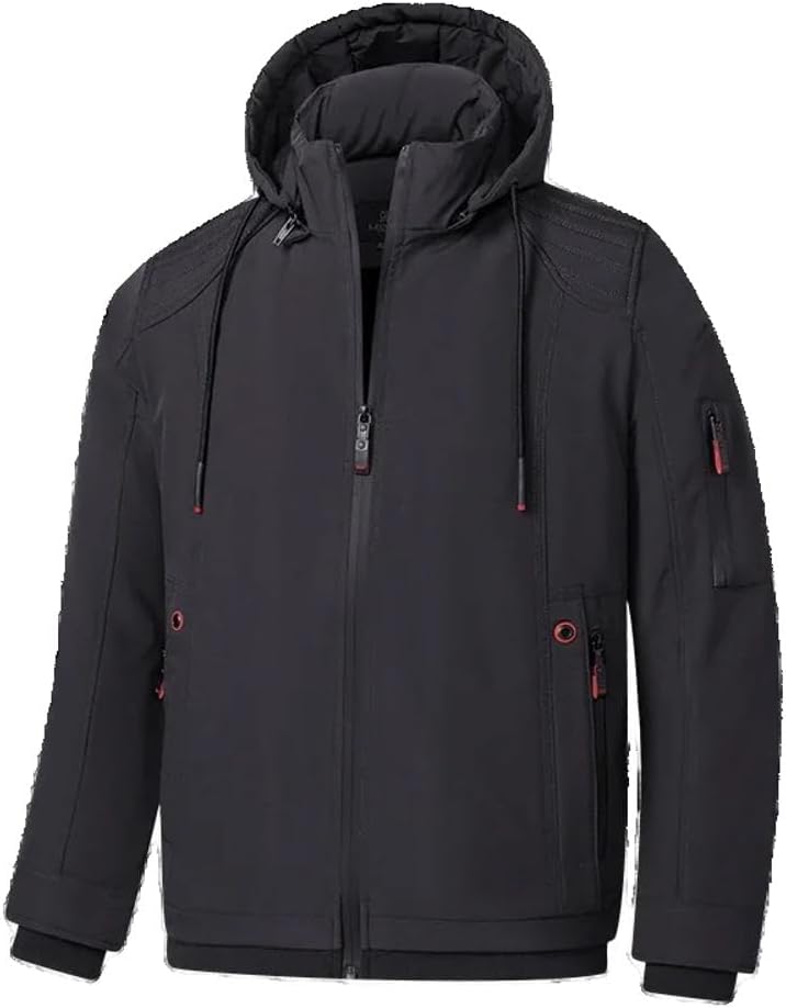 Xingfenly Winter Men Plus Coat Liner Hooded Windbreaker Thickened Jacket Padded Overcoat for