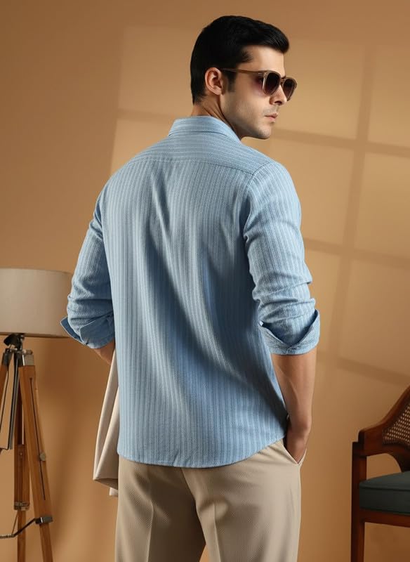 Image of DEELMO Men's Regular Fit Solid Soft Touch Textured Shirt || Casual, Formal and Bussiness Wear || (Available in Plus Size)