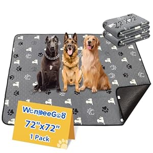 Washable Pee Pads for Dogs, Extra Large Dog Mat, Absorbent Reusable Training Dog Pads Pet Puppy Pads, Non-Slip Potty Pads for Whelping, Playpen, Crate, Bed, Grey 72″x72″