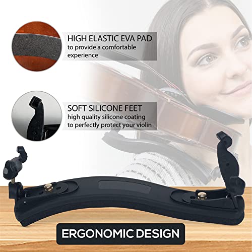 Raj Unique Collection Violin Shoulder Rest - Foam Shoulder Rest for 3/4 and 4/4 Size Violins and Violas - Adjustable Height and High Grip Collapsible Feet - Padded Cradle, Strain and Fatigue Remover - Thumbnail 5