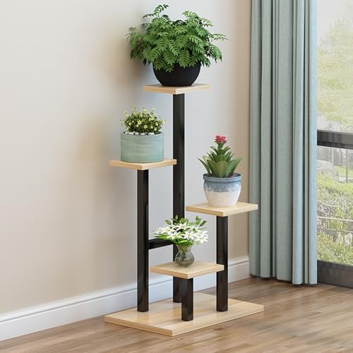 KELHOMECL Plant Stand 5 Tier Indoor Metal Plant Shelf for Multiple Plants Corner Tall Flower Holder for Patio Garden Living Room Balcony Bedroom(Walnut)