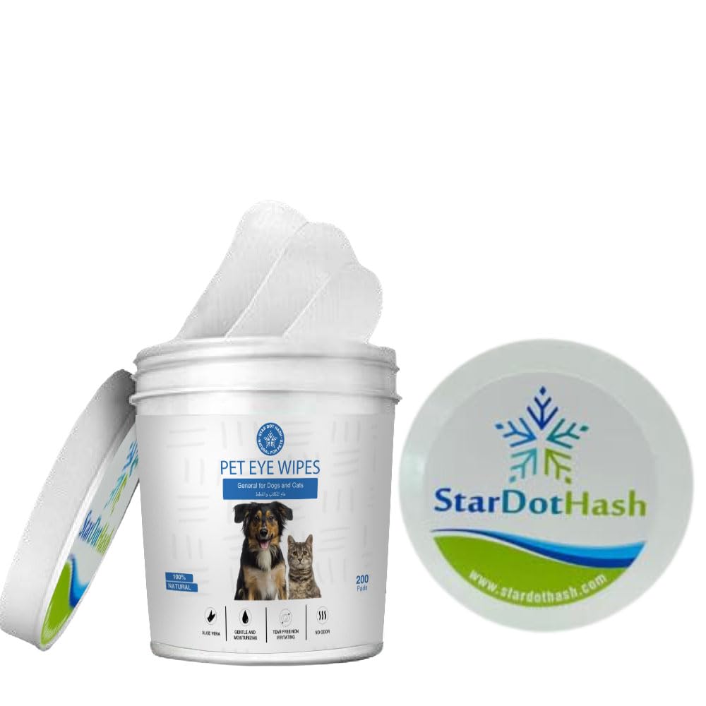 StarDotHash 200 Pcs Pet Eye Finger Wipes to Clean Tear Stains I Best Seller for Tear Stain & Eye Discharge Removal – All-Natural, Plant-Based, Gentle & Effective Pet Eye Cleaner