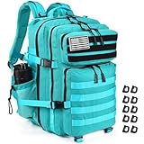 R.SASR Mochila tática militar 45L grande para homens, mochila de caminhada com suporte de garrafa (azul)