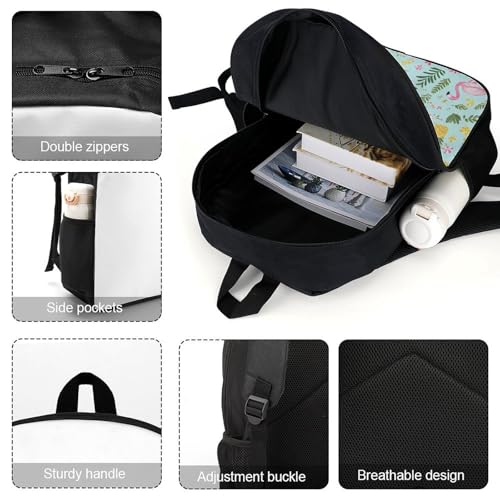 Tropical Flamingo and Pineapple 17 Inch Backpack Classic Travel Daypack with Adjustable Shoulder Straps for Men Women4