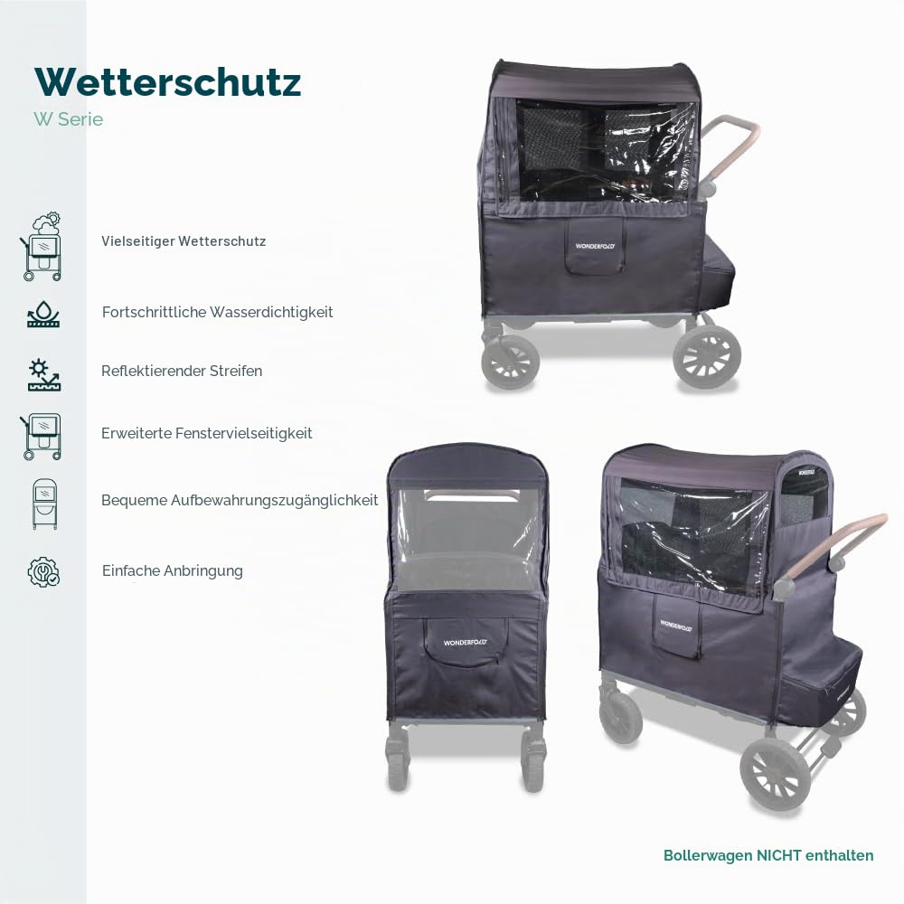 Wonderfold Wetterabdeckung für W4 Elite Premium Kinderwagen Buggy 3 in 1 UV-Schutz und Zubehör - Reise Buggy, Vielseitig & Wetterbeständig