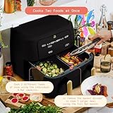 Beautiful 9 QT TriZone Air fryer, Large Capacity & Touch Display, 2 Independent 4.5 QT Baskets, Non-stick - roast, reheat, dehydrate & More Kitchen Appliances - by Drew Barrymore (Black Sesame)