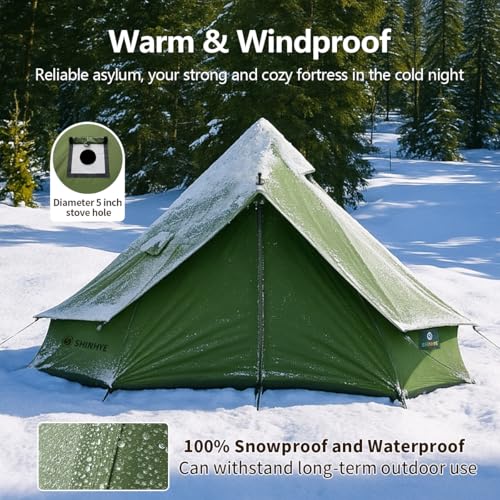 Canvas Bell Yurt Tent with Stove Jack, Waterproof Luxury 4 Season Tents for Family Outdoor Camping 100% Cotton Green Glamping Tents for Hunting, Partie, All Year Living (3M- 97 sq. ft yurt) - Image 2