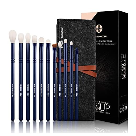 Makeup Eye Brush Set - Eyeshadow Eyeliner Blending Crease Kit - 11 Essential Makeup Brushes - Pencil, Shader, Tapered, Definer Professional Eyebrow Lip Make Up Tools (11pcs Set TOURMALINE BLUE)