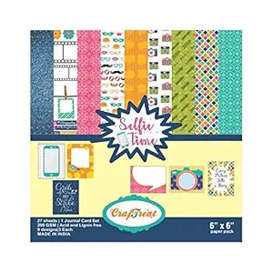 Selfie Time Printed Papers for Art and Craft for Decoration - 6X6 Inches , 27 Sheets