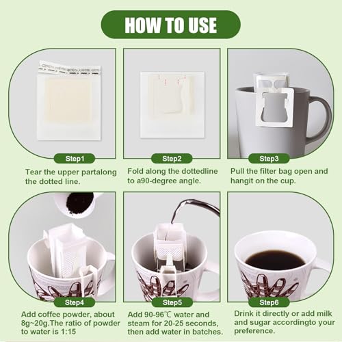 Drip Coffee Bags 50 Pack - CARGEN Portable Hanging Ear Coffee Filter Cup, Food Grade Disposable Filter Coffee Papers for Travel Camping Office, Single Serve Pour Over Pouches - Image 4