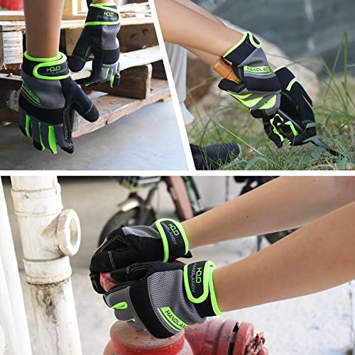 Handlandy Touchscreen Work Gloves Fit Men And Women Utility Working Glove For Yardwork Gardening Breathable Synthetic Leather Mechanic Gloves Green Small #TOP7