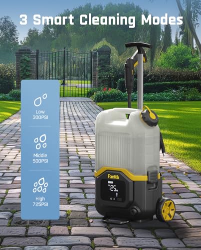 Fanttik NB8 Ultra Cordless Pressure Washer w/4.0 Gal Tank, Max 725PSI Electric Power Washer with 5-in-1 Nozzle, 20FT Hose, Adjustable Pressure, Power Cleaning for Car Washing, Patio