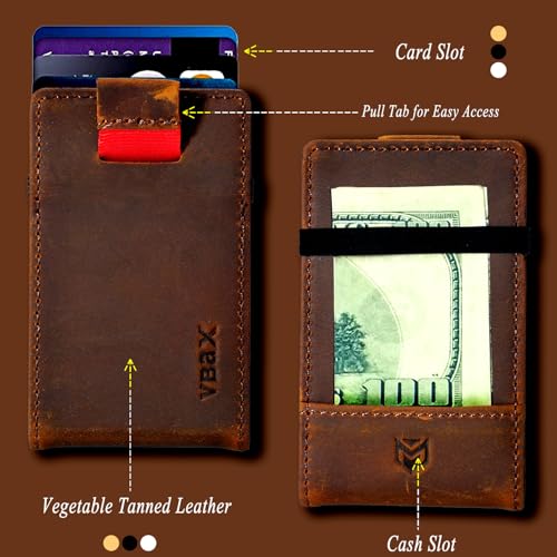 Image of RFID Minimalist Slim Wallet for Men and Women, Holds Up to 12 Cards, Cash, Key Thin and Lightweight Credit Card Holder Vintage Color