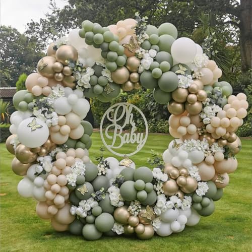 Image of Sage Green Balloons 12 inch, Light Pastel Green Latex 50pcs Party Balloons | Wedding, Bridal Shower, Baby Shower, Birthday Party Decorations