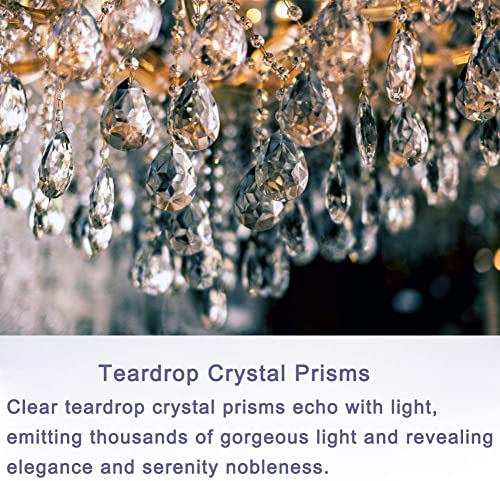 Fushing 10Pcs 1Ft Teardrop Crystal Strands, Hanging Crystal Beads Chain Garland, Crystal Chandelier Pendants Parts Glass Beads #TOP5