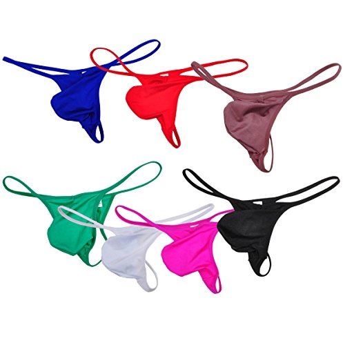 JAXFSTK 7-Pack Men's Spandex Thong Guy Men T-Back G-String Jockstrap Underwear Pouch Body Tanga Pants L