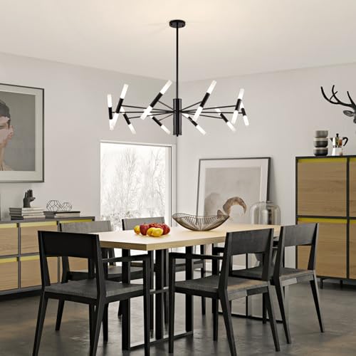 Black Chandelier 20-Light, Large Modern Farmhouse Chandeliers for Dining Room, 38.5" Industrial Metal Candle Chandeliers Light Fixture for Living Room Stair Foyer Entryway Bedroom Kitchen (G9 Base) by KELUOLY - Image 6