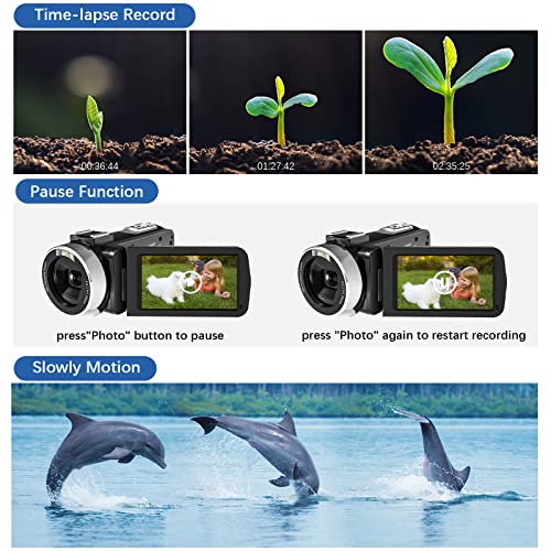 KarfRi 4K Video Camera Camcorder Ultra 48MP 18X Digital Zoom WiFi IR Night Vision Camcorder Vlogging Camera YouTube 3.0 Inch Touch Screen w/ Microphone, Stabilizer, Remote, 2 Batteries and SD Card