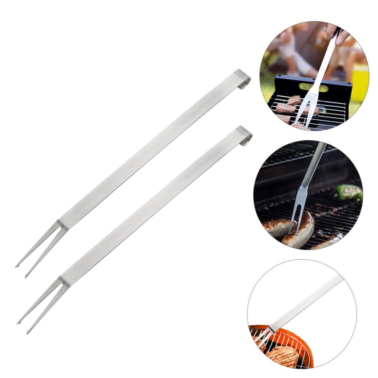 YARNOW 4stücke Edelstahl Bbq Gabeln Mit Langem Griff Robuste Grillwerkzeuge Für Gartenpartys Camping Und Restaurantgebrauch Rostfreies Material