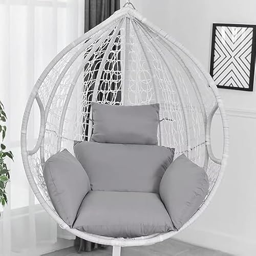 AALLYN Egg Chair Loungesessel aus Rattangeflecht mit weichem Kissen, Outdoor/Indoor mit höhenverstellbarem Knopf für Hinterhof, Garten, Balkon, Rasen, Wohnzimmer(Color:Grau)