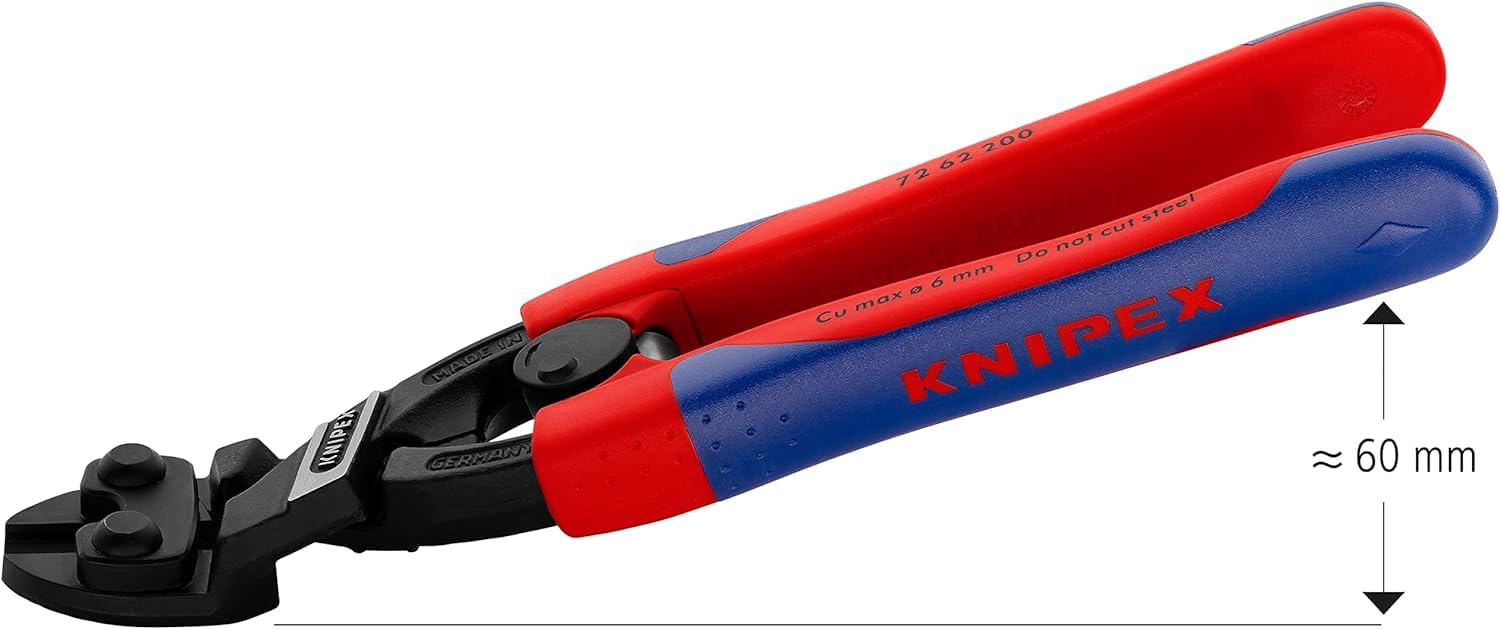 KNIPEX Pince coupante à ras démultipliée pour les métaux tendres et les plastiques avec gaines bi-matière minces 200 mm, 72 62 200