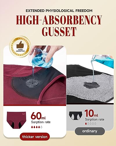 Rdiner Heavy Flow High Absorbency Period Underwear Women, Leakproof Panties Postpartum Menstrual Hipster Briefs Teens 3 Pack4