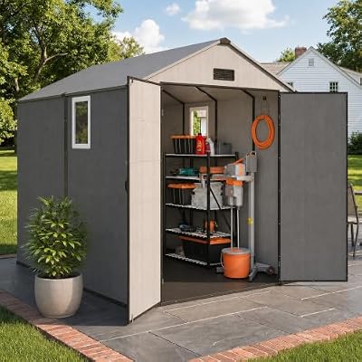 MNLR 6x8 FT Plastic Storage Shed with Floor