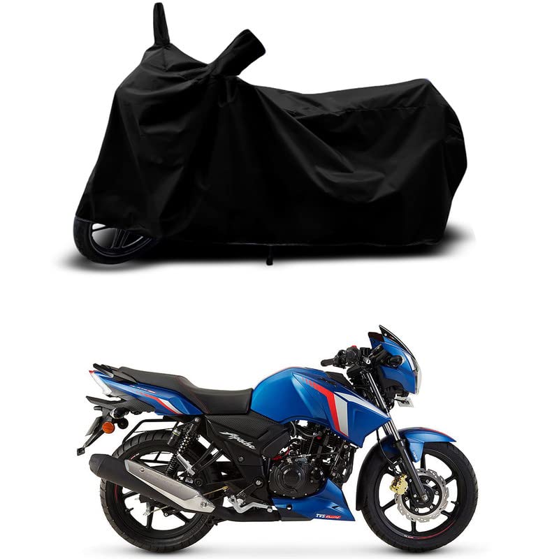 Image of 100% Scratchproof /UV-Rays /Heat Protection /Birds Dropping /Water Resistant /Dust Proof /Waterproof /Full Bike Scooty Two Wheeler Body Cover Compatible for Apache RTR 160 BS6 All Varients[Black]