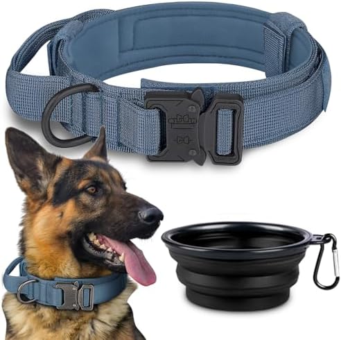 COOYOO Dog Collar,3 Piece Set Tactical Dog Collar, Adjustable Military Training Nylon Dog Collar with Control Handle and Heavy Metal Buckle for Medium and Large Dogs