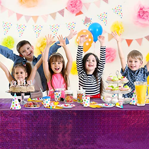 8 Pack Iridescence Plastic Tablecloths Shiny Disposable Laser Rectangle Table Covers Holographic Foil Tablecloth Iridescent Kpop Birthday Bridal Wedding Party Decoration, 54" x 108"(Pink & Purple) by FunnyPars - Used condition - Image 8