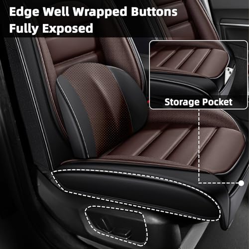 Image of Car Seat Cover Fit for Nissan 370Z 2009-2021,Compatible Airbag Non-Slip Waterproof Seat Cover,Car Seat Protector Premium Interior (Luxury 2 Seats,Black Coffee)