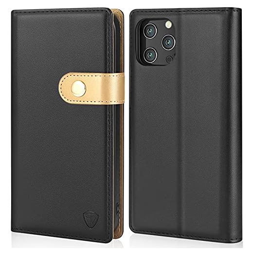 iPhone 12 Pro Max 2 i 1 plånboksfodral avtagbar korthållare Apple telefon kvinnor mode läder folio vikbar flicka premium PU tonårsmagnet handväska smal flickig män kortplats fodral äkta flip rfid, svart