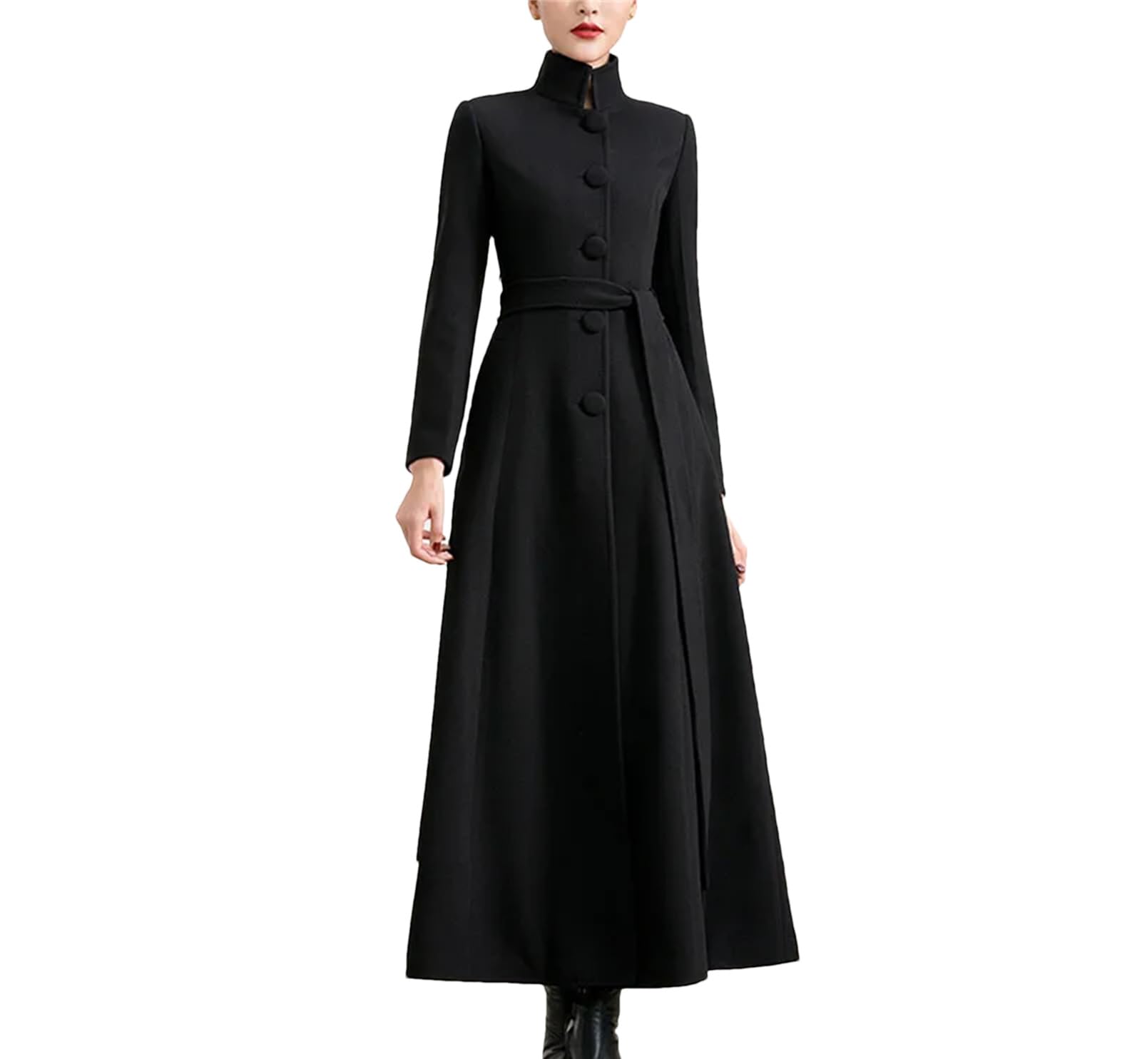 Gabardina de lana gruesa para mujer, abrigo largo suelto de lana con cinturón, cárdigan, ropa de abrigo