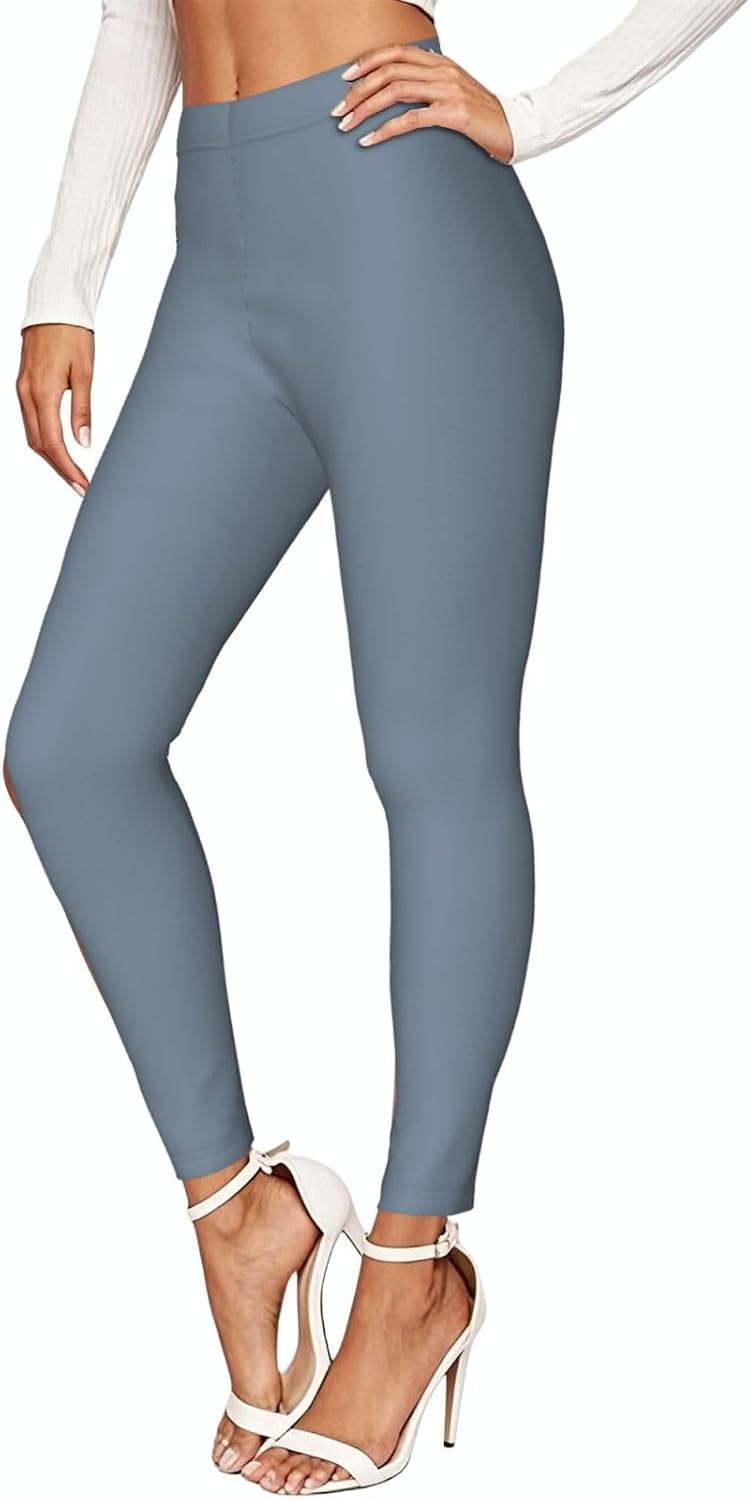 Dusty Blue Stretch Leggings,Opaque Printed Elasticity Pants for Workout | Tummy control,Comfortable and breathable,Not tie your legs tightly