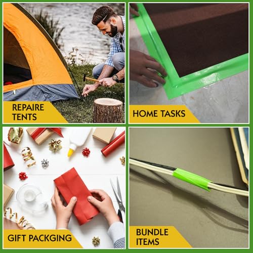 Image of 3 Rolls Green Duct Tape, Heavy Duty Strong Industrial Colored Duct Tape 9mil x 2inch x 25yds Flexible, No Residue, Waterproof and Tear by Hand, Multi-Use for Indoor & Outdoor Repairs