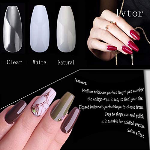 600Pcs Nature Ballerina Fake Nails Coffin Full Cover Acrylic False Nails10 Sizes Diy Nail Art At Home #TOP5