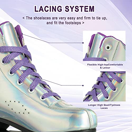 Xudrez Roller Skates For Women Men, Double-Row Roller Skates Women Four-Wheel Roller Skates Shiny Roller Skates For Men Girls Unisex (Women's 8 / Men's 6.5) #TOP3