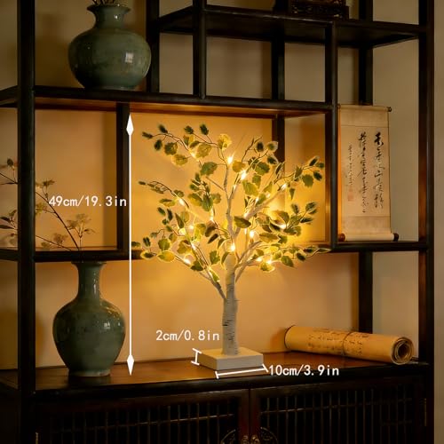 テーブルランプ 木の形 間接照明 USB式 フェイクグリーン 人工観葉植物 造花 読書灯 寝室 常夜灯 おしゃれ 卓上ライト 夜間照明 ベッドサイドランプ テーブルライト コードレス イルミネーション ウェルカムスペース ブランチツリー 結婚式 寝室 誕生日プレゼント ダイニングルーム (F-49cm) [4]