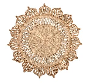 Bengal Handicrafts & Handlooms Jute Table Mats for Dining Table. Natural Brown Barried Round Jute Mat. Best for Dining Table, Bedside/Centre Table, Shelves, Decoration etc. Set of 2 (14 Inch)