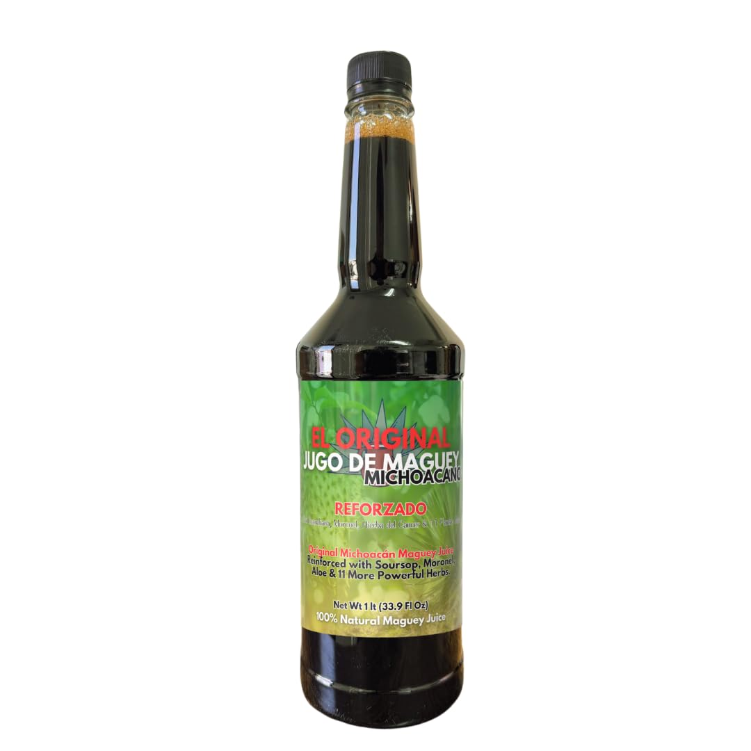 Maguey Juice - Jugo De Maguey ReforzadoWith Graviola Soursop, Moronel, Cancerina, Aloe - Michoacano Tarasco 1 lt (33.3Fl Oz) Asado (Reinforced)